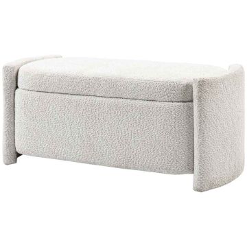 Ławka miękka z pojemnikiem Homcom 105x44x45,5cm, kolor kremowy