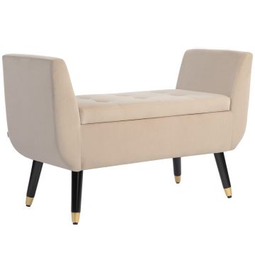 Ławka miękka z pojemnikiem Homcom 107x42x65cm, beżowo-czarna
