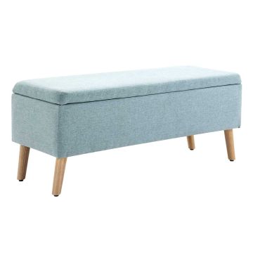 Ławka miękka z pojemnikiem Homcom 110x39x45cm, kolor zielony/jasnobrązowy