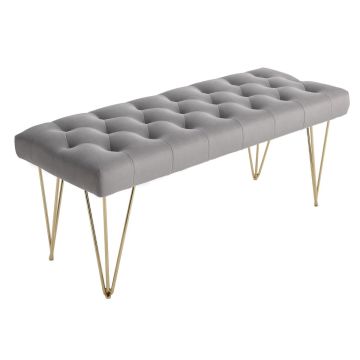 Ławka miękka z pojemnikiem Homcom 116x44,5x49cm, kolor szaro-złoty