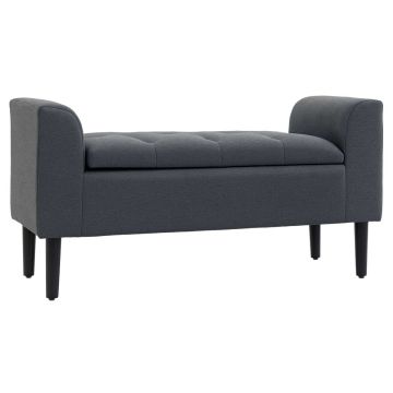 Ławka miękka z pojemnikiem Homcom 116x44x58cm, ciemnoszara/czarna