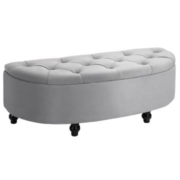 Ławka miękka z pojemnikiem Homcom 120x46x42cm, szaro-czarna