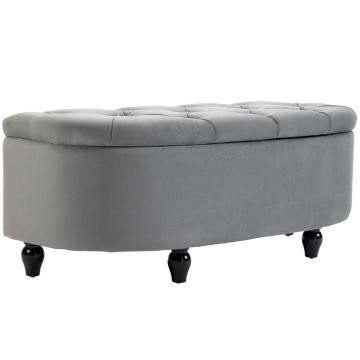 Ławka miękka z pojemnikiem Homcom 120x46x42cm, ciemnoszara/czarna