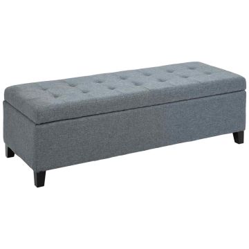 Ławka miękka z pojemnikiem Homcom 125x49x41,5cm, szaro-czarna