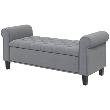 Ławka miękka z pojemnikiem Homcom 126x48,5x57cm, szaro-czarna