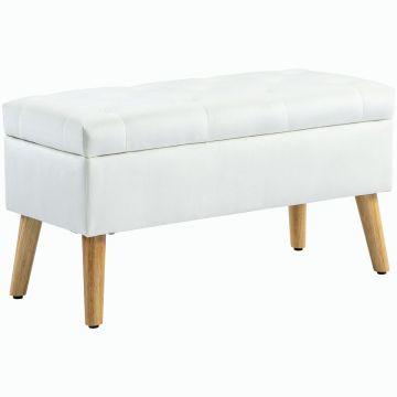 Ławka miękka z pojemnikiem Homcom 80x35x40cm, biała/jasnobrązowa