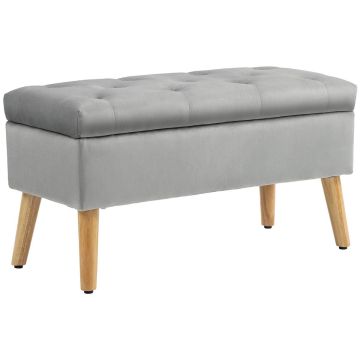 Ławka miękka z pojemnikiem Homcom 80x35x40cm, szara/jasnobrązowa