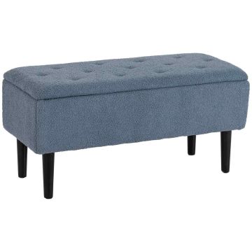 Ławka miękka z pojemnikiem Homcom 95x38x45cm, niebiesko-czarna