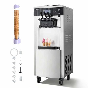 Soft ice cream machine VEVOR YKF-8228H, commercial, 3 flavors, 2 × 6 l, 535 × 710 × 1360 mm