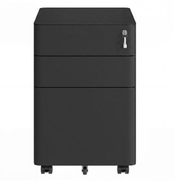 SONGMICS Mobilny kontener biurowy, 3 szuflady, 4 kółka, czarny, 50 × 59 × 39 cm