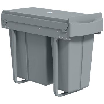 Mounted waste bin, 20 l + 10 l, Grey, 52 × 40.8 × 26 cm