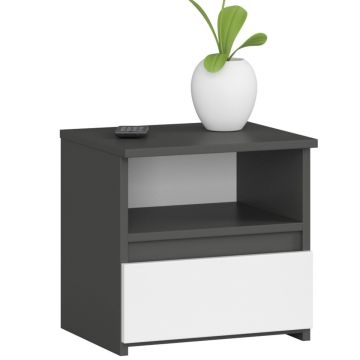 Stolik nocny AKORD Furniture Factory CL1, 1 szuflada, szaro-biały, 40 × 40 × 35 cm