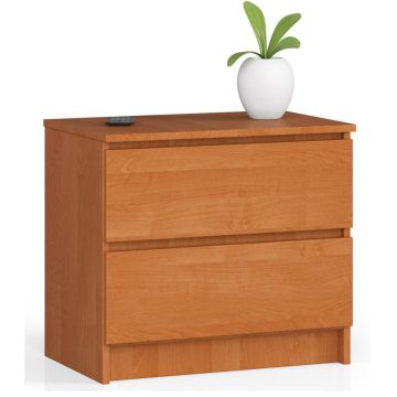 Stolik nocny AKORD K60 2SZ, 2 szuflady, brązowy, 60 × 55 × 40 cm