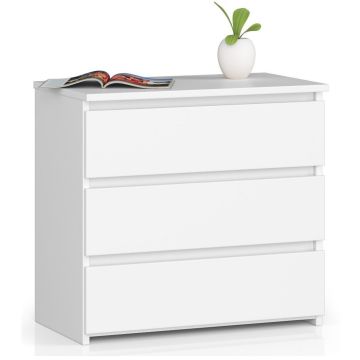 Stolik nocny AkordV2 CL3, 3 szuflady, biały, 60 × 57 × 35 cm
