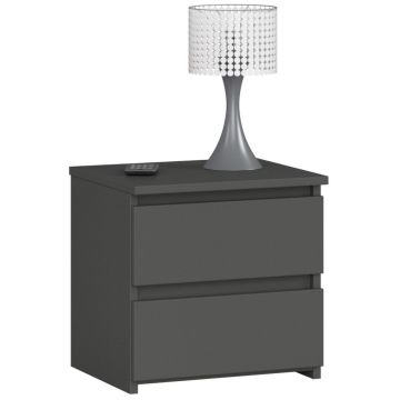 Stolik nocny CL2, 2 szuflady, szary, 40 × 40 × 35 cm