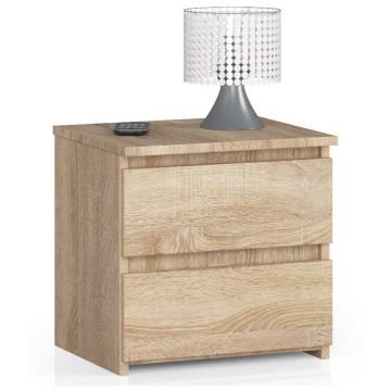 Stolik nocny CL2, 2 szuflady, brązowy, 40 × 40 × 35 cm