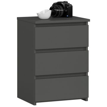 Stolik nocny CL3, 3 szuflady, szary, 40 × 57 × 35 cm