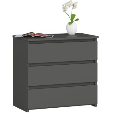 Stolik nocny CL3, 3 szuflady, szary, 60 × 57 × 35 cm