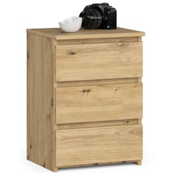 Stolik nocny CL3/40, 3 szuflady, brązowy, 40 × 57 × 35 cm