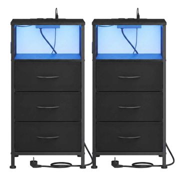 Stolik nocny SONGMICS, 2 szuflady i otwarta przegroda, 39,6 × 75,9 × 30 cm