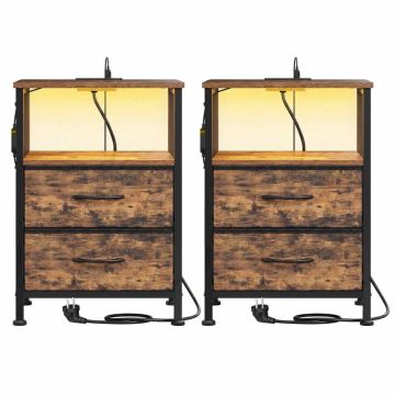 Тумбочка SONGMICS, 2 ящика и открытое отделение, Коричневый, 39,6 × 60,4 × 30 см