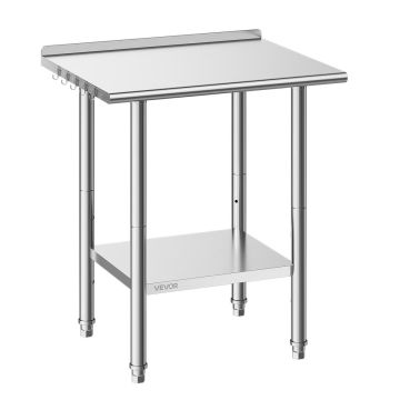 Stainless steel workbench 61x76 cm, with wall, adjustable shelf