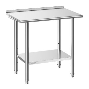 Stainless steel work table 61x91.5 cm with backrest, 11.95 kg