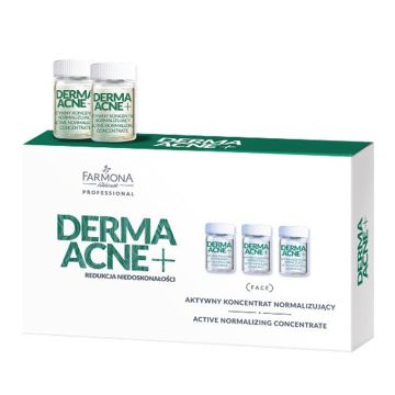 Normalizujący koncentrat do twarzy Farmona Dermaacne+, 5 ampułek po 5 ml