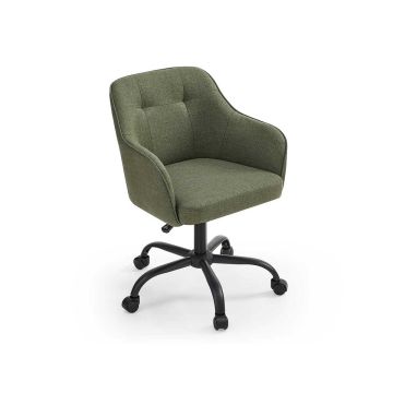 Adjustable height upholstered office chair, green