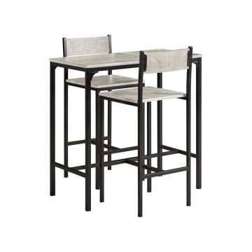 Set of 2 bar stools with tables, black/grey
