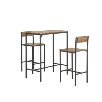 Set of 2 bar stools with tables, black/brown