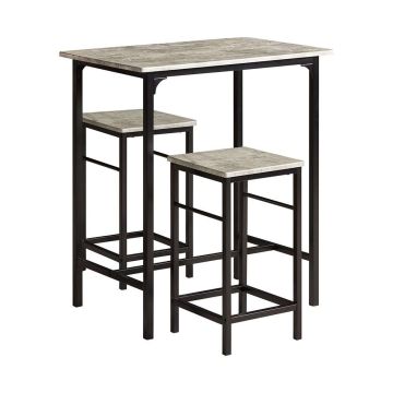 Set of 2 bar stools with tables, black/grey