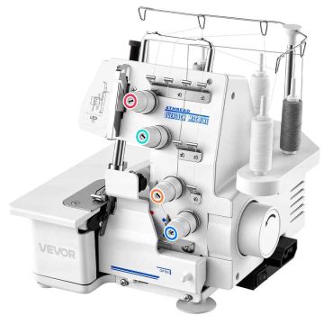 Maszyna do szycia overlock VEVOR 4-434, 3 i 4-nitkowa, biała, 260 × 270 × 270 mm