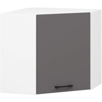 Szafka kuchenna narożna wisząca OLIWIA W60/60N H580, 1 drzwi, 2 półki, biało-szara, 60 × 58 × 30 cm