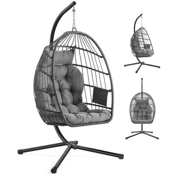 Fotel wiszący ze stojakiem SONGMICS GDC050GZ01, 98 × 103 × 195 cm