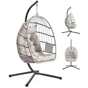 Fotel wiszący ze stojakiem SONGMICS GDC050WZ01, 98 × 103 × 195 cm
