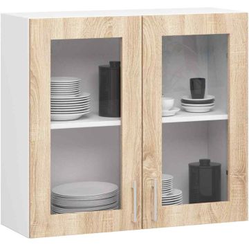 Szafka kuchenna wisząca AKORD LIMA W80, biały/dąb, 80 × 72 × 30,5 cm