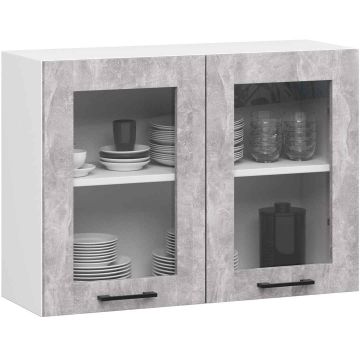 Szafka kuchenna wisząca OLIWIA W80, 2 drzwi, biało-szara, 80 × 58 × 30,5 cm
