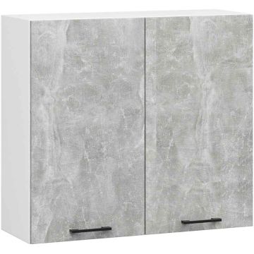 Szafka kuchenna wisząca OLIWIA W80 H720, 2 drzwi, biało-szara, 80 × 72 × 30 cm