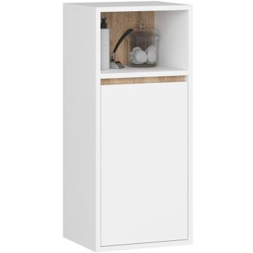 Szafka łazienkowa wisząca AKORD VAMI W35, 1 drzwi, 3 półki, biały/brązowy, 35 × 80 × 30 cm