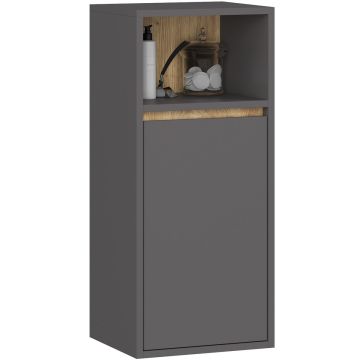 Szafka łazienkowa wisząca AKORD VAMI W35 1D 1W, 1 drzwi i 3 półki, szaro-brązowa, 35 × 80 × 30 cm