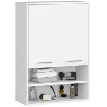Szafka łazienkowa wisząca FIN H934 W64, 2 drzwi, biała, 64 × 94 × 30 cm
