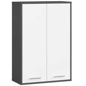 Szafka łazienkowa wisząca FIN H934 W64, 2 drzwi, szaro-biała, 64 × 94 × 30 cm