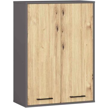 Szafka łazienkowa wisząca FIN H934 W64, 2 drzwi, szaro-brązowa, 64 × 94 × 30 cm