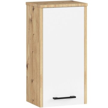 Szafka łazienkowa wisząca FIN W30, biało-brązowa, 30 × 60 × 22,5 cm