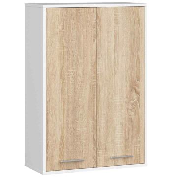 Szafka łazienkowa wisząca FIN W64 H934 2D, 2 drzwi, biały/dąb, 64 × 94 × 30 cm