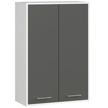 Szafka łazienkowa wisząca FIN W64 H934 2D, 2 drzwi, biało-szara, 64 × 94 × 30 cm
