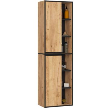 Szafka łazienkowa wisząca VAMI W50, brązowo-czarna, 50 × 170 × 30 cm