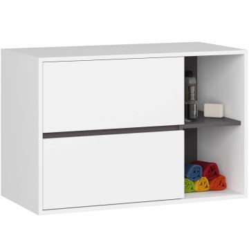 Szafka łazienkowa wisząca VAMI W90, 2 szuflady, biało-szara, 90 × 60 × 45,5 cm
