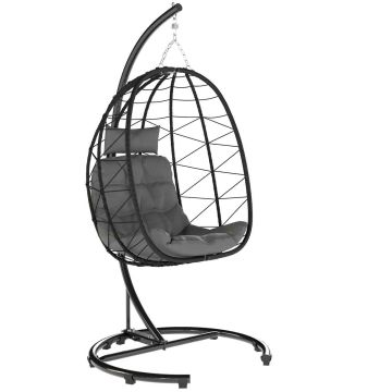 Fotel bujany wiszący Outsunny 102x102x195cm, czarny